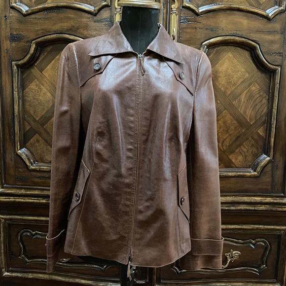 Akris Lambs leather Brown Jacket US 12 - Picture 3 of 13
